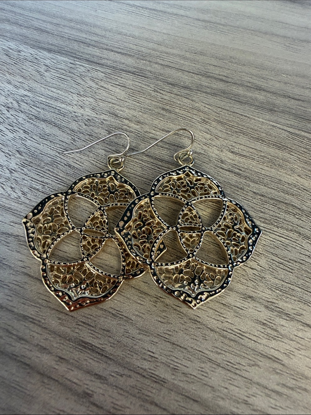Kendra Scott Gold Filigree Earrings with Black Accents